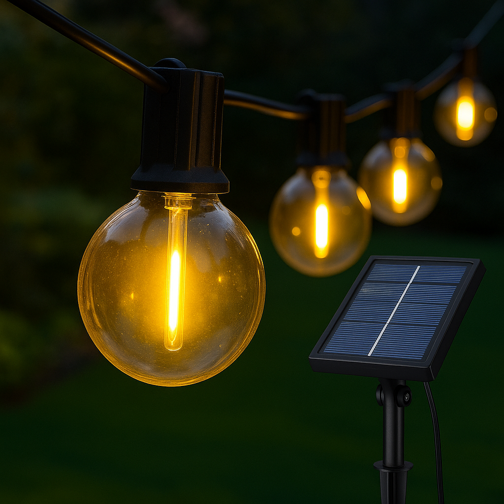 Solar Orb String Lights – LED Water Drop Fairy Lights for Patio, Backyard, Holiday Party (Warm White)